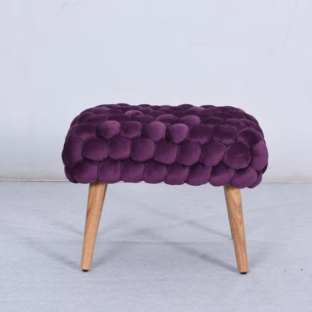 Artemis Home Cushla Bubbly Velvet Small Footstool in Purple