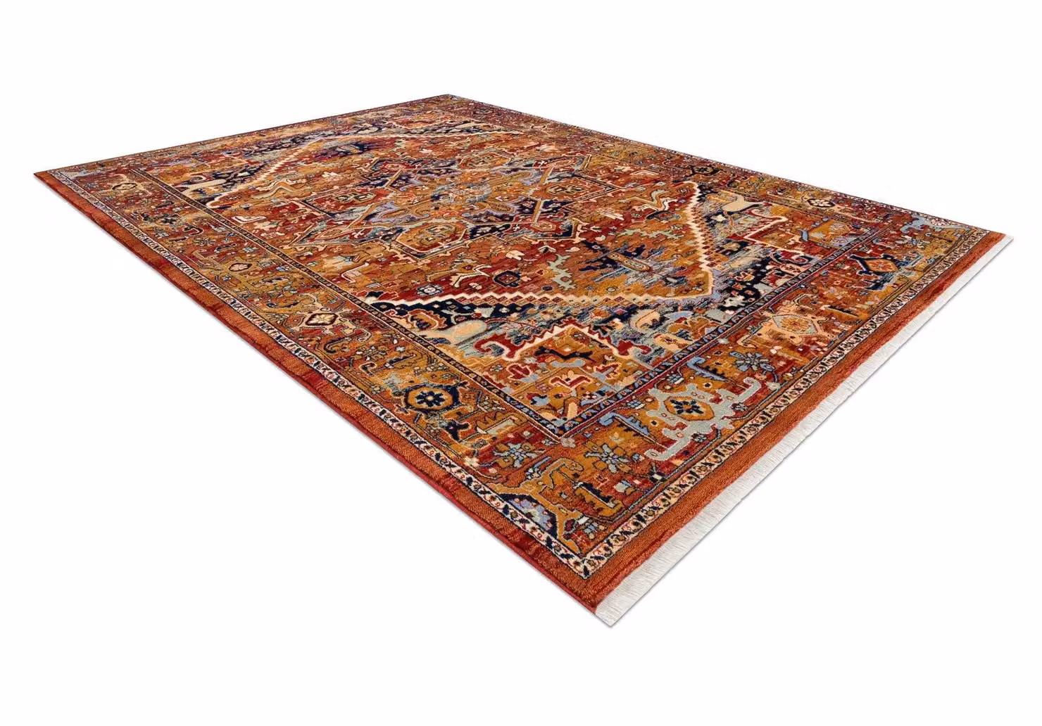 RugsX Red Wool Keshan Oriental Rectangular Rug W: 120 cm, L: 145 cm – 2