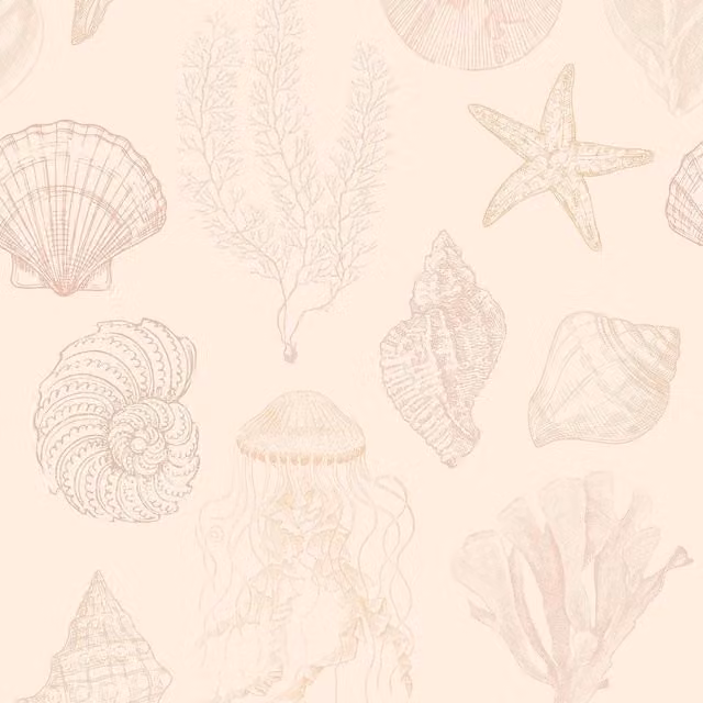 I Love Wallpaper Summer Seashells Wallpaper in Terracotta, Yellow and Beige