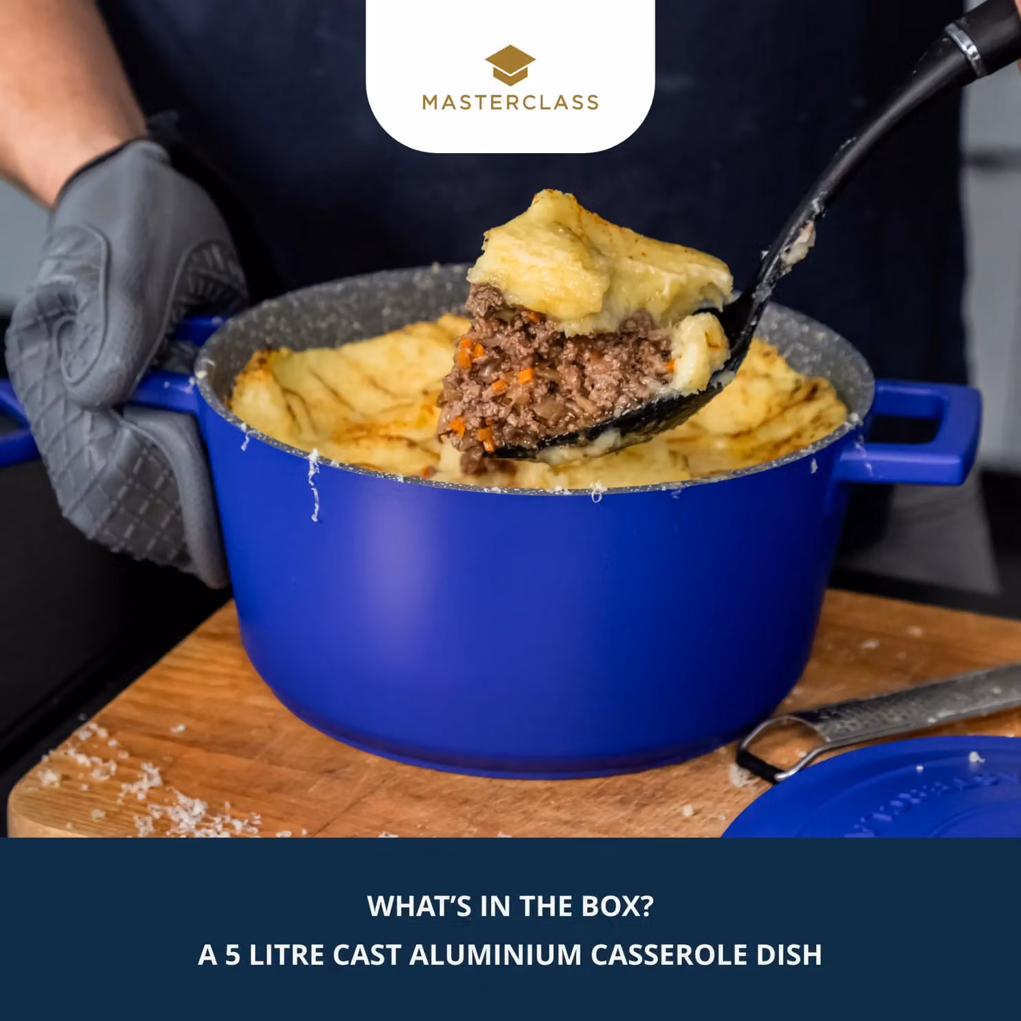 MasterClass Cast Aluminium Electric Blue Casserole Dish, 28cm – 7