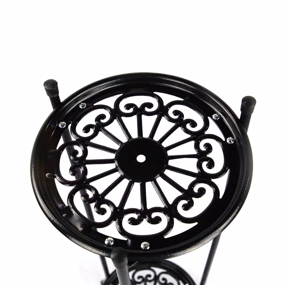 Garden Sanctuary Vintage 2 Tier Metal Plant Display Stand in Black – 4