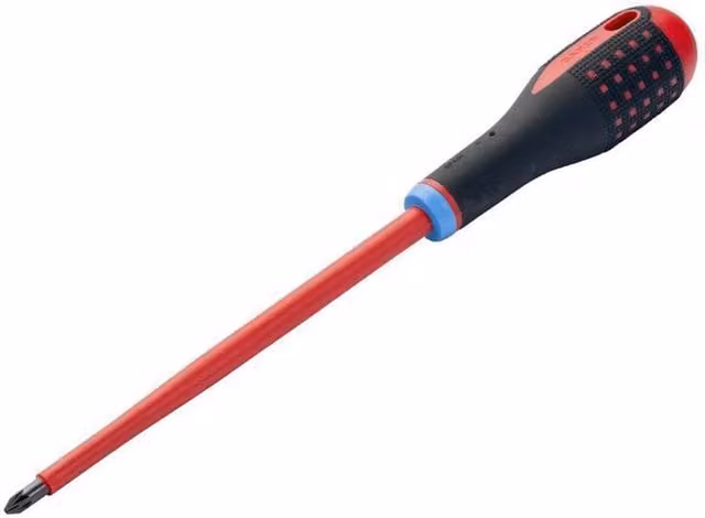Bahco Ergo VDE Insulated Pozi Screwdriver Pz1, Black and Red