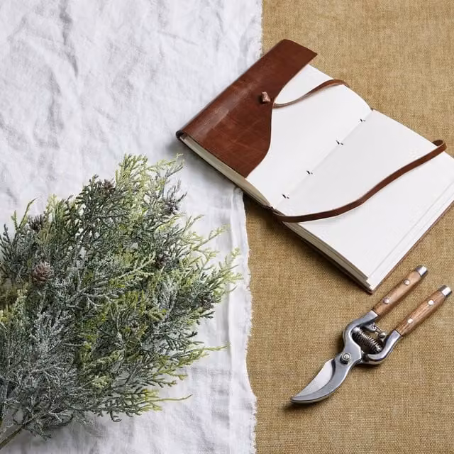 KDMK White Frosted Pine Spray with Pinecones