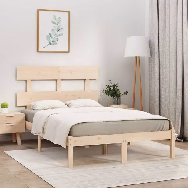 Berkfield Home Solid Pine Wood Bed Frame, Brown, W: 150 cm, D: 200 cm