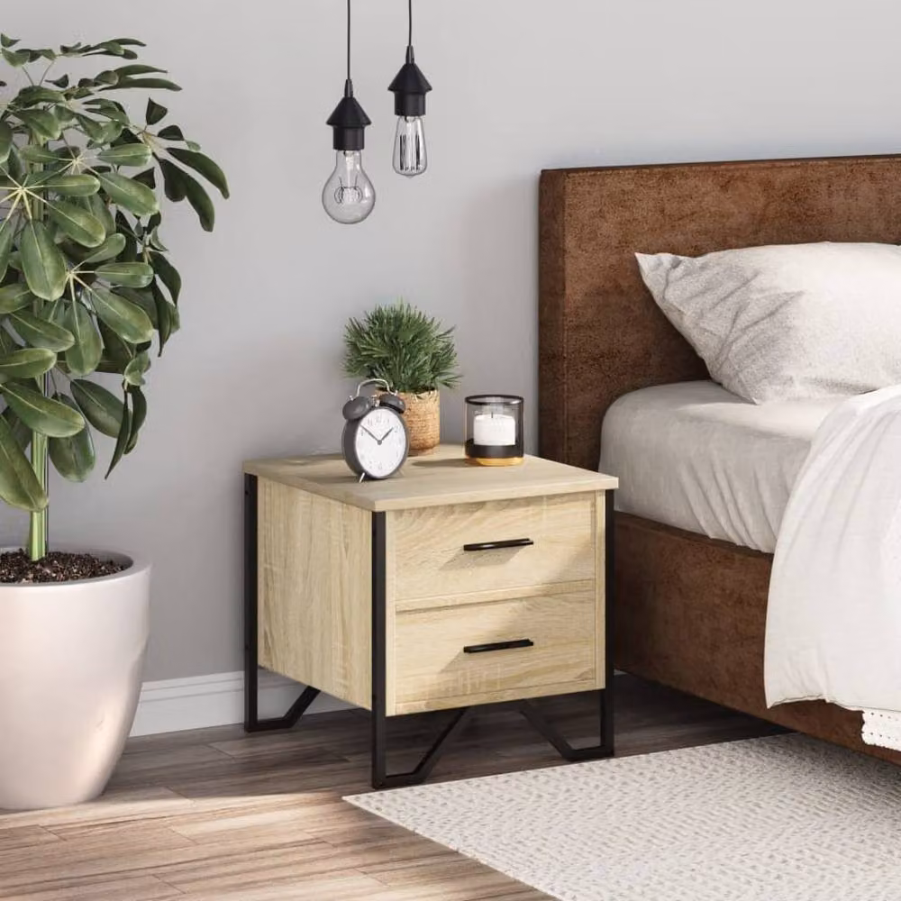Berkfield Home Bedside Cabinet in Sonoma Oak, Brown, W/D/H: 40 x 41 x 41 cm – 3