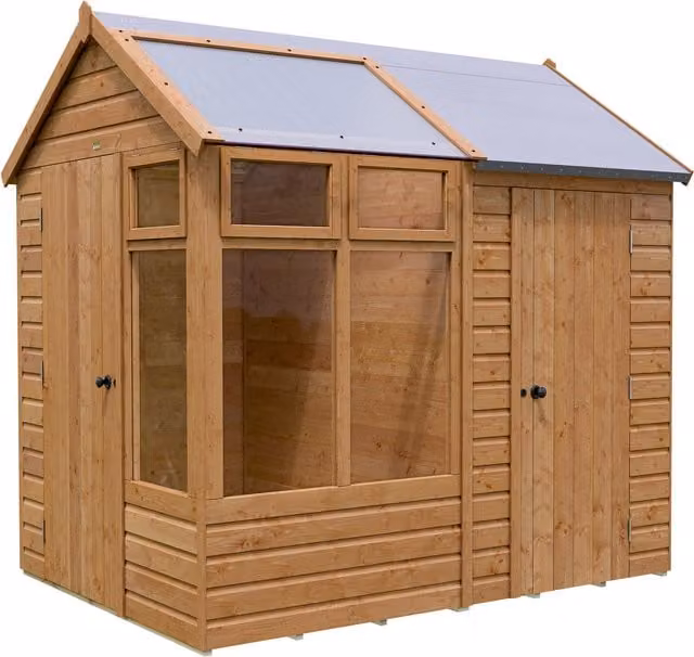Rowlinson 8x6 Timber Growhouse with Store in Honey Brown