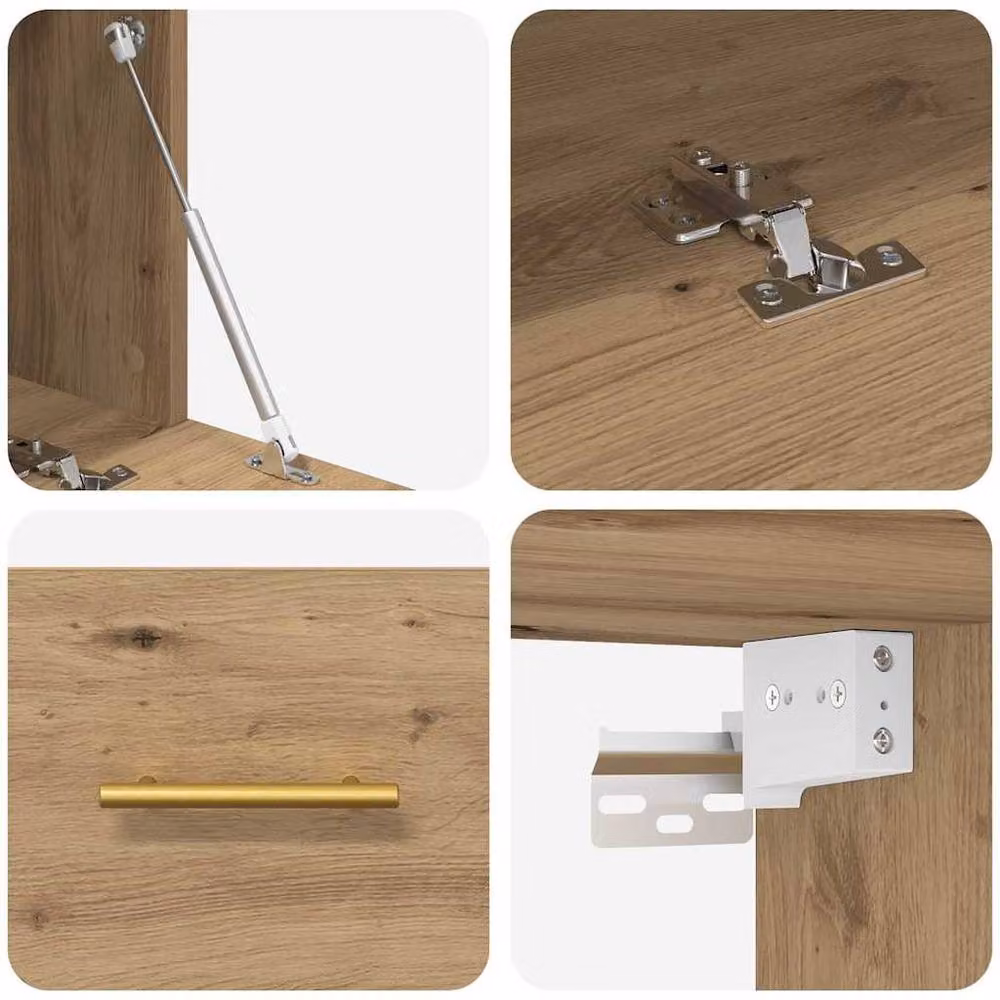 Berkfield Home Artisan Oak Wall Cabinet in Brown, W: 80 cm, D: 36.5 cm, H: 35 cm – 4