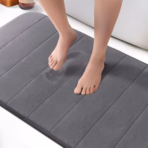 Keplin Memory Foam Bath Mat, Dark Grey, W: 60 cm, D: 90 cm
