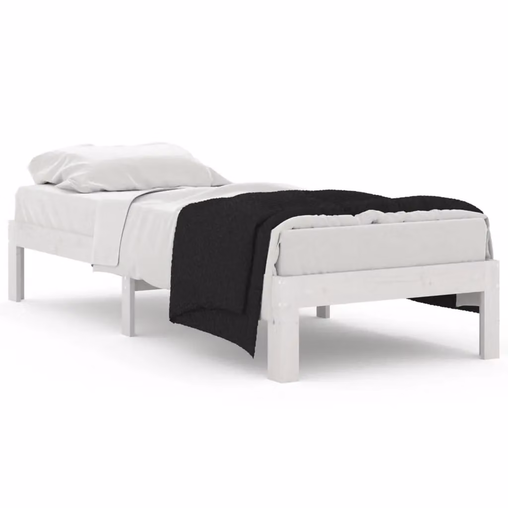 Berkfield Home Small Single Solid Wood Pine Bed Frame in White, W/D/H: 75 x 190 cm – 2