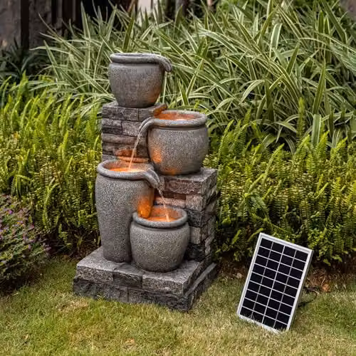 Teamson Home 4-Tier Cascading Solar Powered Water Fountain, Grey – 2