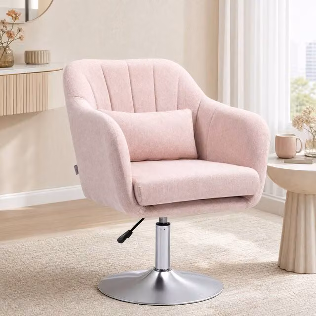 STILVORA Pink Swivel Vanity Chair with Adjustable Height and Armrests