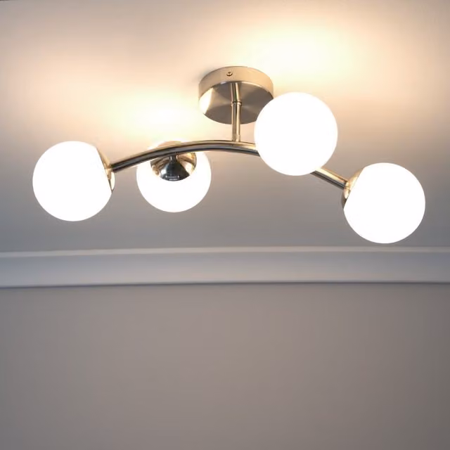 ValueLights Jas 4 Way Ceiling Light with LED Bulbs in Chrome