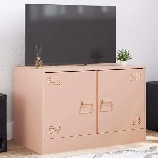 Berkfield Home Pink Metal TV Cabinet W/D/H: 67 x 39 x 44 cm