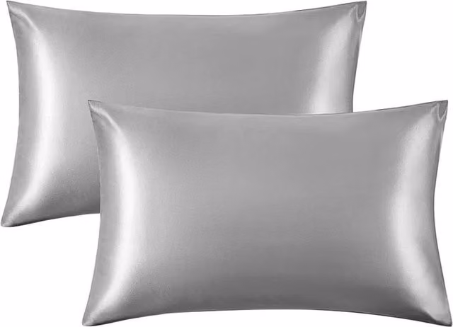 Intimates Silk Satin Pillowcase Pair in Silver Grey