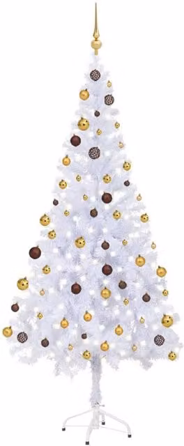 Berkfield Home Artificial Pre-lit White Christmas Tree with Ball Set, Height: 180 cm