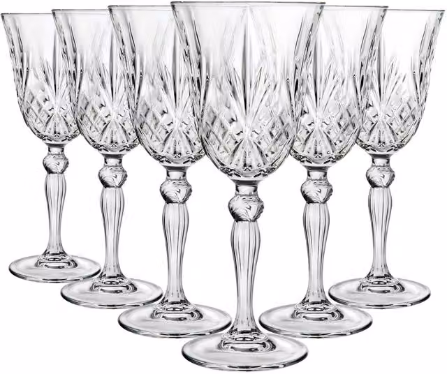 RCR Crystal Melodia Geometric Red Wine Glasses, 270 ml, Pack of 6, Transparent – 1