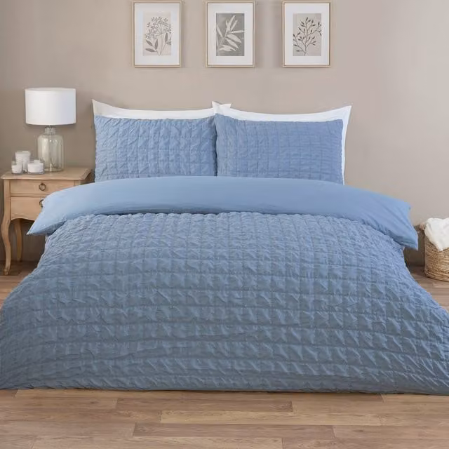 My Home Kingston Check Blue Duvet Cover Set, Single, 90 x 200 cm