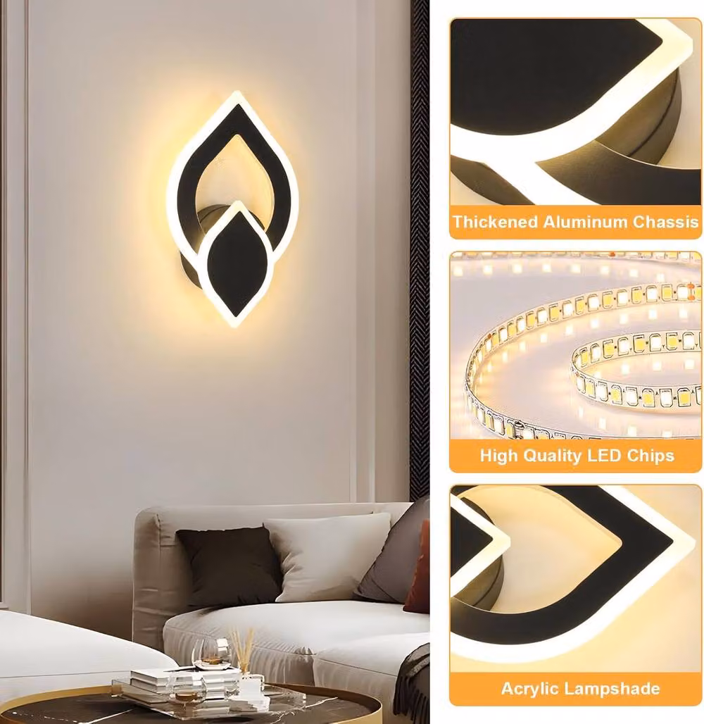 COMELY Modern Black LED Indoor Wall Lights with Warm White Up and Down Lighting – 3