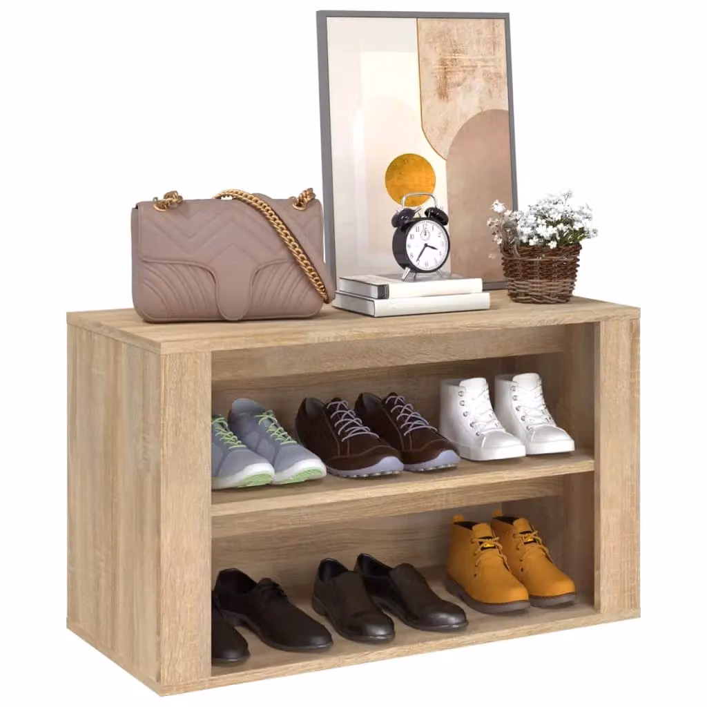 Berkfield Home Sonoma Oak Shoe Rack in Brown, W/D/H: 75 x 35 x 45 cm – 3