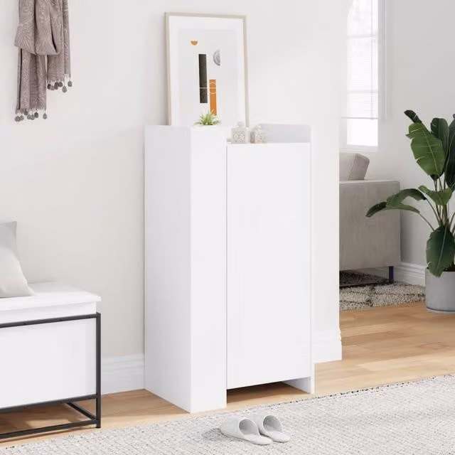 Berkfield Home White MDF Shoe Cabinet W/D/H: 52 x 37.5 x 100 cm – 1
