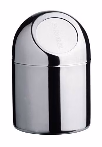 Premier Housewares Mini Stainless Steel Push Top Waste Bin, Silver, H17 x W12 x D12 cm – 2