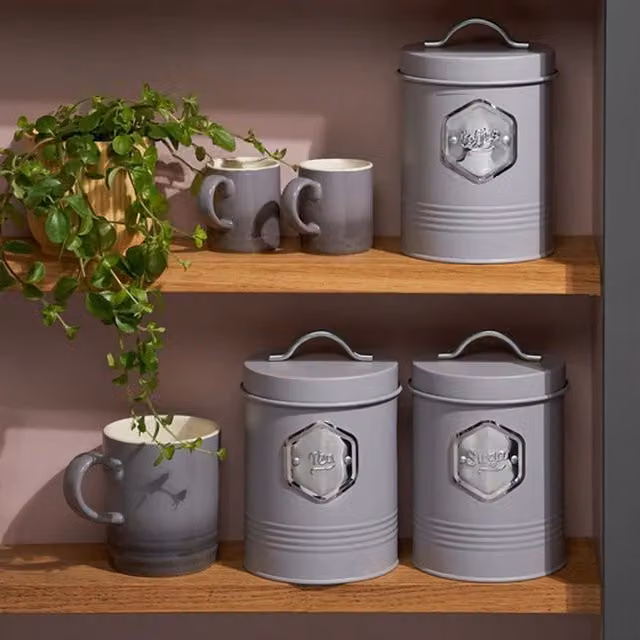 Cooks Professional Solid Metal Kitchen Storage Set in Grey and Silver, 25 cm