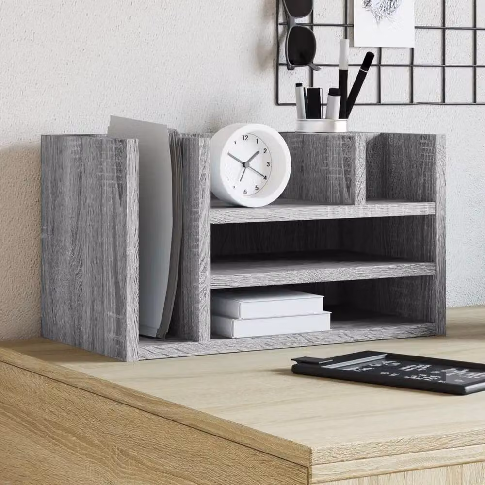 Kelvenix Sonoma Grey Wood Desk Organiser W: 44.5 cm, D: 24 cm, H: 25 cm – 3