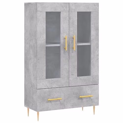 vidaXL Modern Highboard in Grey with Glass Doors, W/D/H: 69.5 x 31 x 115 cm