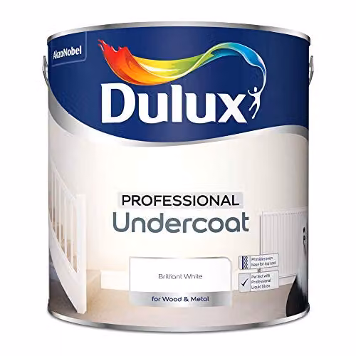 Dulux Professional Solvent Based White Undercoat Paint for Wood and Metal, 2.5 l – 2