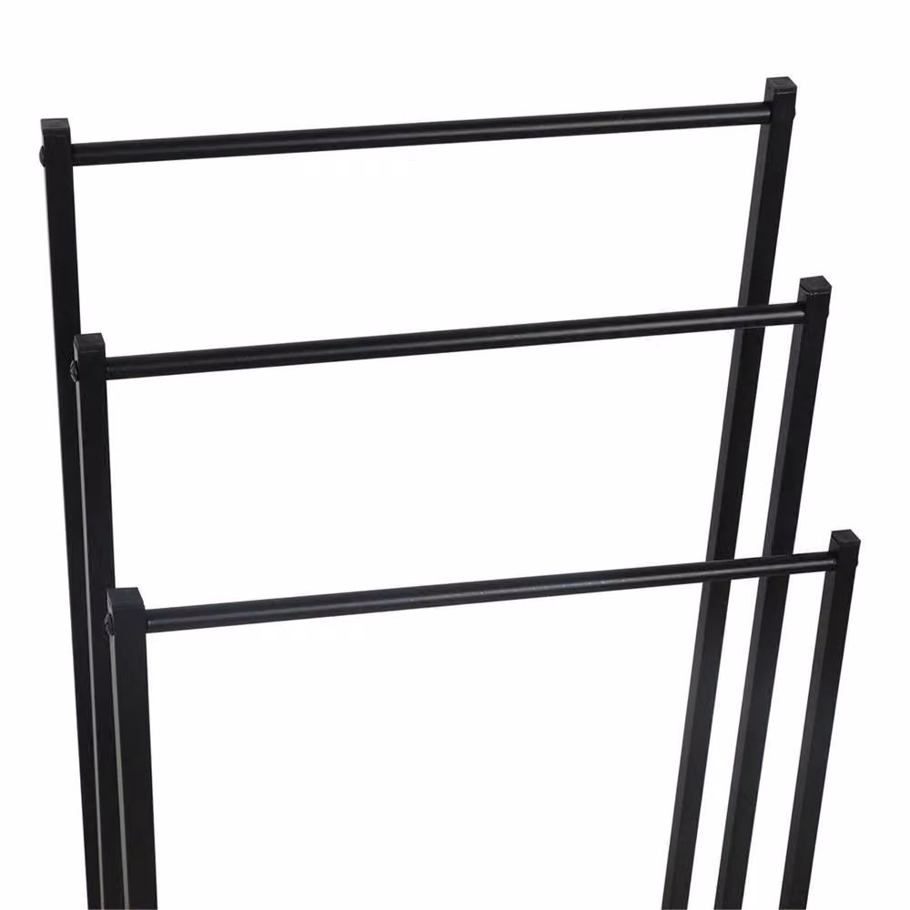 Nordara Black 3-Tier Freestanding Towel Rail Matt Metal Bathroom Storage Stand H: 86 cm, W: 44 cm, D: 21 cm – 3