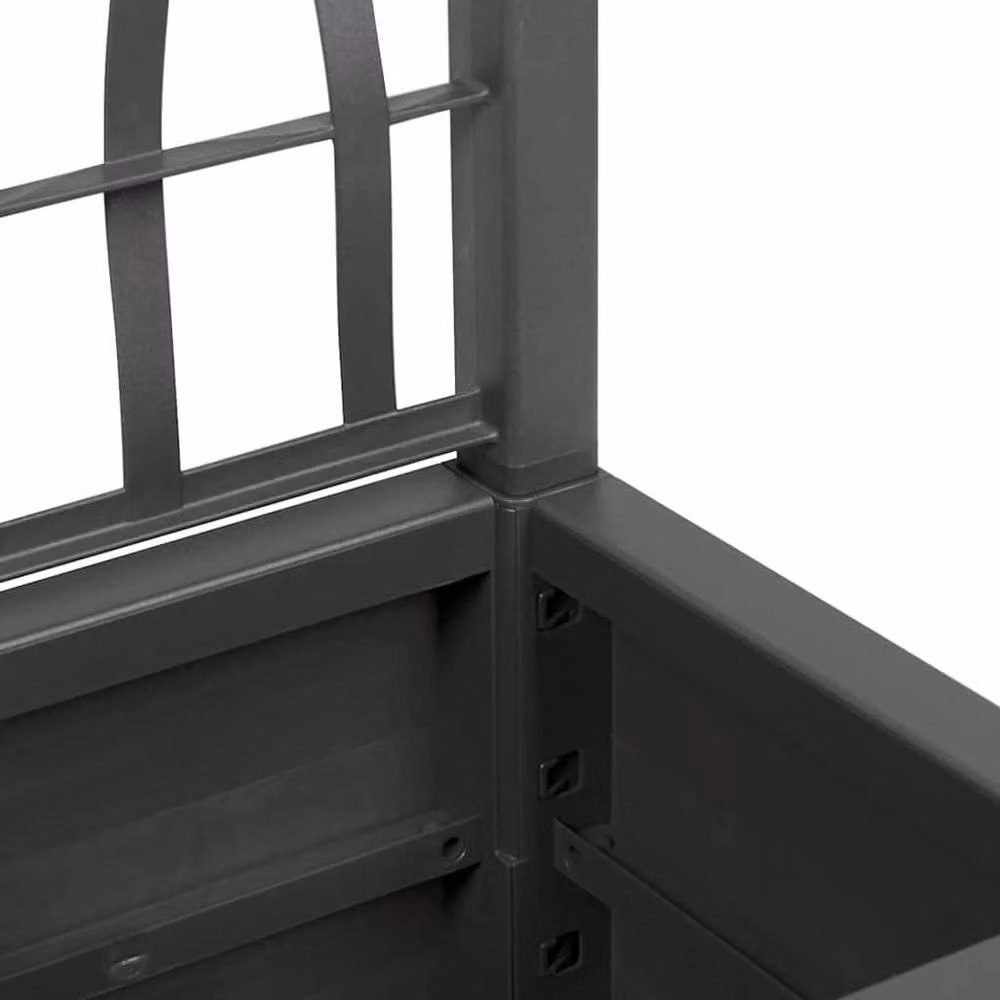 Berkfield Home Modern Anthracite Grey Garden Planter Tub with Trellis, W/D/H: 36 x 36 x 140 cm – 3