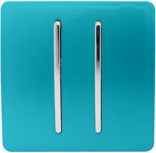 Trendi 2 Gang Combination Light Switch in Petrol Blue Plastic – 1