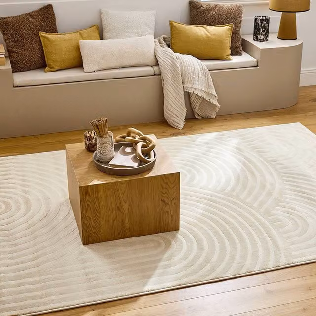 sweeek Beige Indoor Rug with Cream Abstract Arch Pattern, W/D: 120 x 160 cm – 1