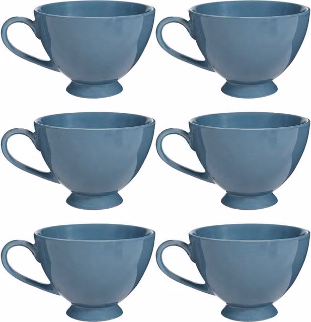 Dibor Montmartre Set of 6 Large French Blue Ceramic Tea Cups and Coffee Mugs – 1