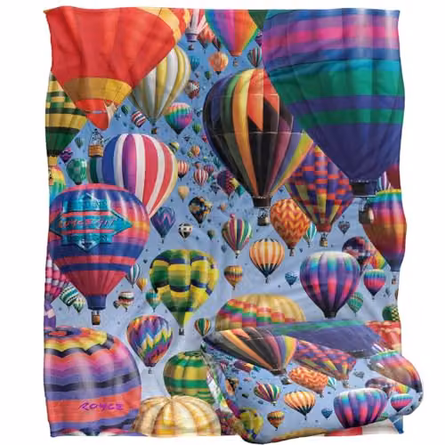 JQ Licensing Royce Mcclure Hot Air Balloon Sky Silky Touch Super Soft Throw Blanket, Multicolour, W: 152 cm, D: 127 cm – 1