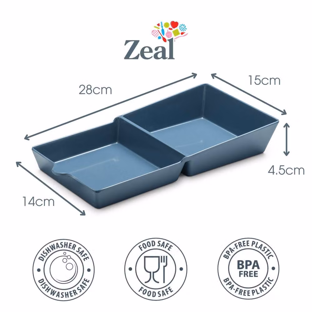 Zeal Fakeaway Divided Melamine Burger Tray in Provence Blue – 2