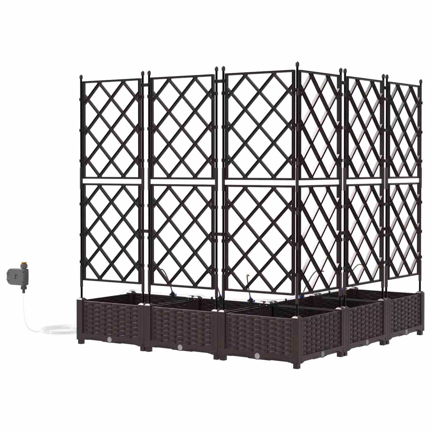 Berkfield Home Garden Planters with Water Irrigation System, 5 Piece Set, Brown – 4