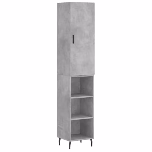 vidaXL Highboard in Concrete Grey, W/D/H: 34.5 x 34 x 180 cm