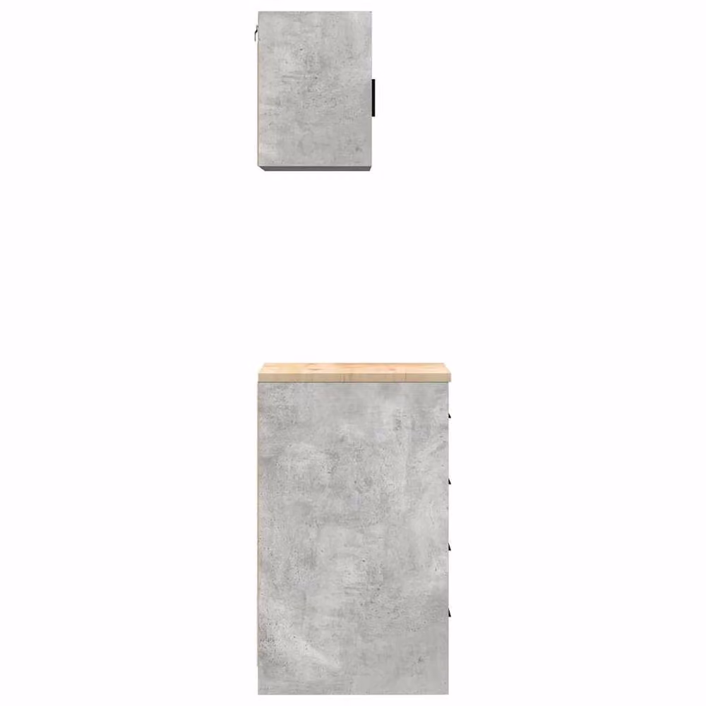 Berkfield Home Set of 2 Wall Mounted Garage Cabinets in Concrete Grey Engineered Wood – 3