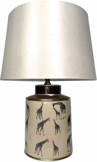 Minster Ceramic Table Lamp with Shade in Beige, H 33 x W 17 x D 17 cm