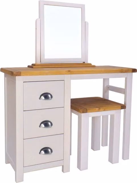 Cabinet Bits Argenta 3 Drawer Dressing Table Set in Light Grey with Chrome Cup Handles