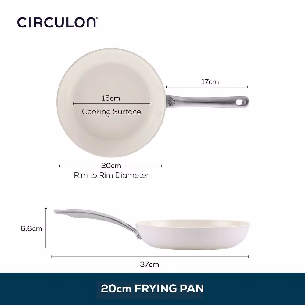 Circulon Halo Ceramic Non Stick Frying Pan, White, 20cm – 2
