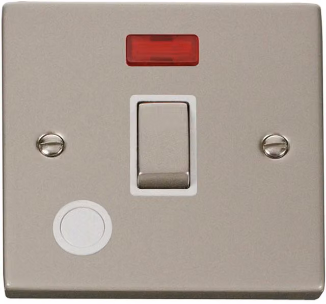 SE HOME White and Silver 1 Gang 20A Ingot DP Surface Switch with Neon and Flex