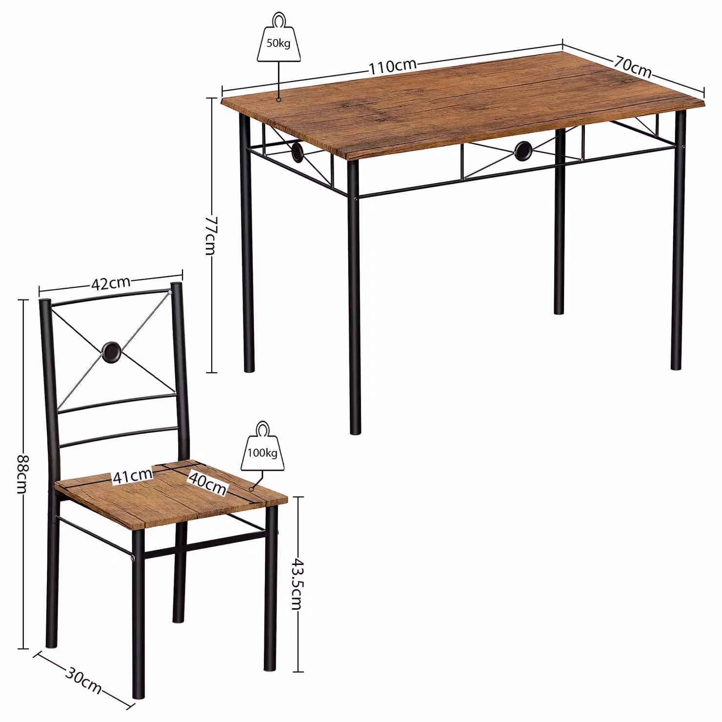 Vida Designs Roslyn 4 Seater Dining Set in Brown – 2