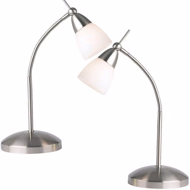 Loops 2 Pack Dimmable Touch Table Lamp with Satin Chrome Finish and Clear Glass Shade