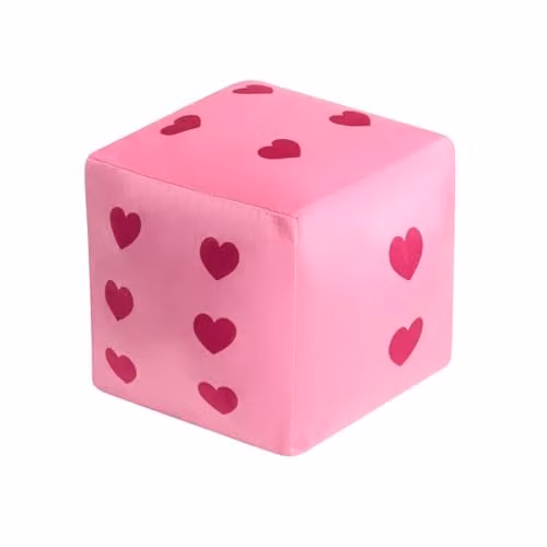 OHS Dice Shaped Heart Print Throw Pillow in Pink, 21 x 21 cm – 1