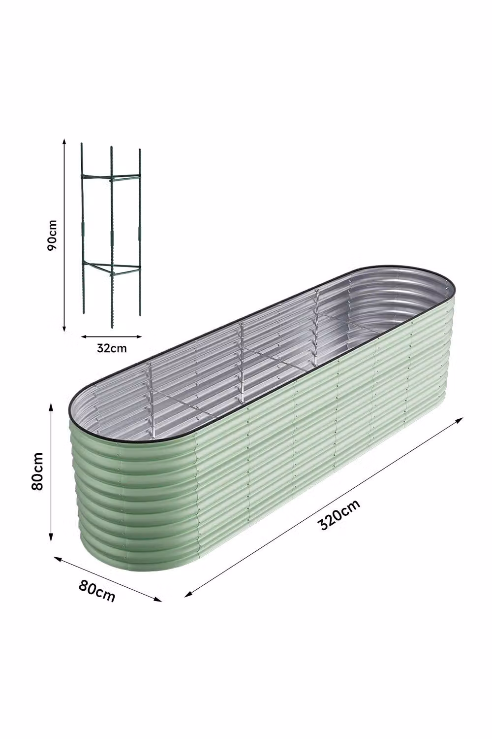 Living and Home Galvanised Steel Oval-Shaped Outdoor Raised Garden Bed in Green, W/D/H: 80 x 80 x 80 cm – 2
