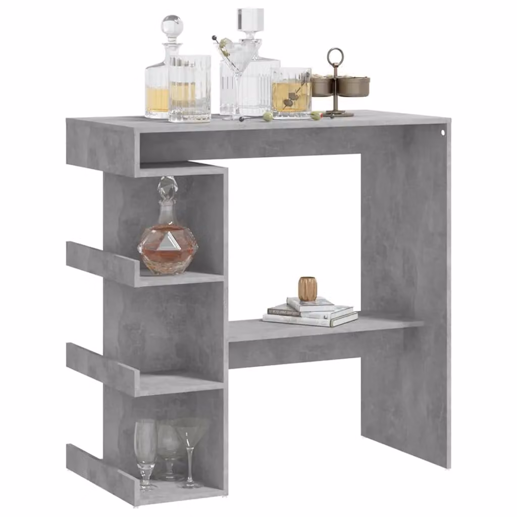 Berkfield Home Bar Table with Storage Rack in Concrete Grey, W/D/H: 100 x 50 x 101.5 cm – 3