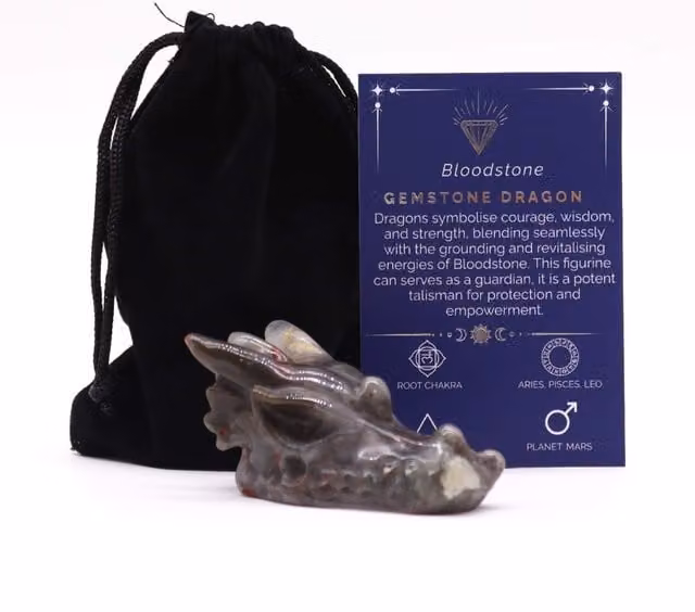 KDMK Bloodstone Large Dragon Head Spiritual Collectors Piece in Brown and Multicolour
