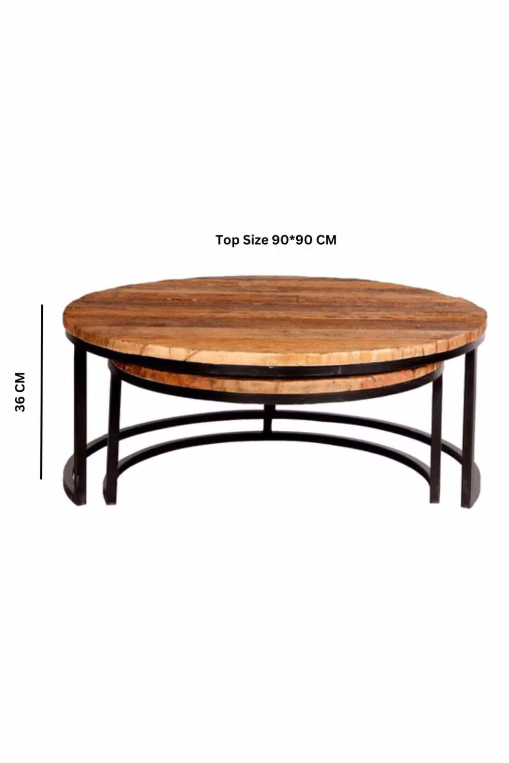 IH Design Wauseon Set of 2 Round Solid Wood Coffee Tables in Brown – 2